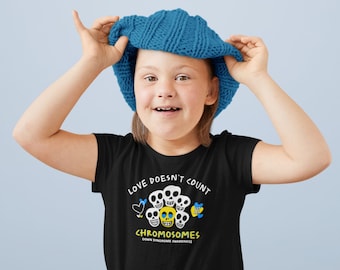 Camiseta infantil para conscientização sobre a síndrome de Down, presente unissex para criança, camiseta T21, camiseta amor não conta cromossomos