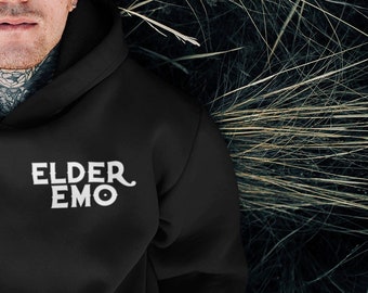 Felpa con cappuccio Unisex Elder Emo, Abbigliamento Pop Punk, Emo Kid in pensione, Abbigliamento pastello Goth, Felpa con cappuccio punk, Felpa con cappuccio estetica, Felpa con cappuccio Emo Night Party