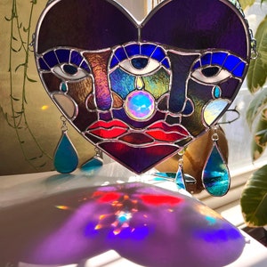 PRE-ORDER Red Crying Hearts Stained Glass Suncatcher
