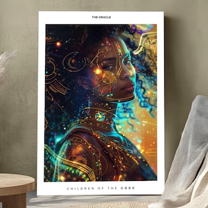 Afrofuturism Digital Wall Art Black Woman Portrait | Printable Wall Art | African Art | Afrofuturist Art | Afro Artwork | Black empowerment