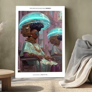 Afrofuturism Digital Wall Art Black Hair Salon | Printable Wall Art | African Art | Afrofuturist Art | Afro Artwork | Black empowerment