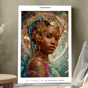 Afrofuturism Digital Wall Art - &quot;The Matriarch&quot; - Black Woman Portrait | Printable Wall Art | African Art | Afrofuturist Art | Afro Artwork