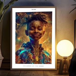 Afrofuturism Digital Wall Art Black Boy Portrait | Printable Wall Art | African Art | Afrofuturist Art | Afro Artwork | Black empowerment