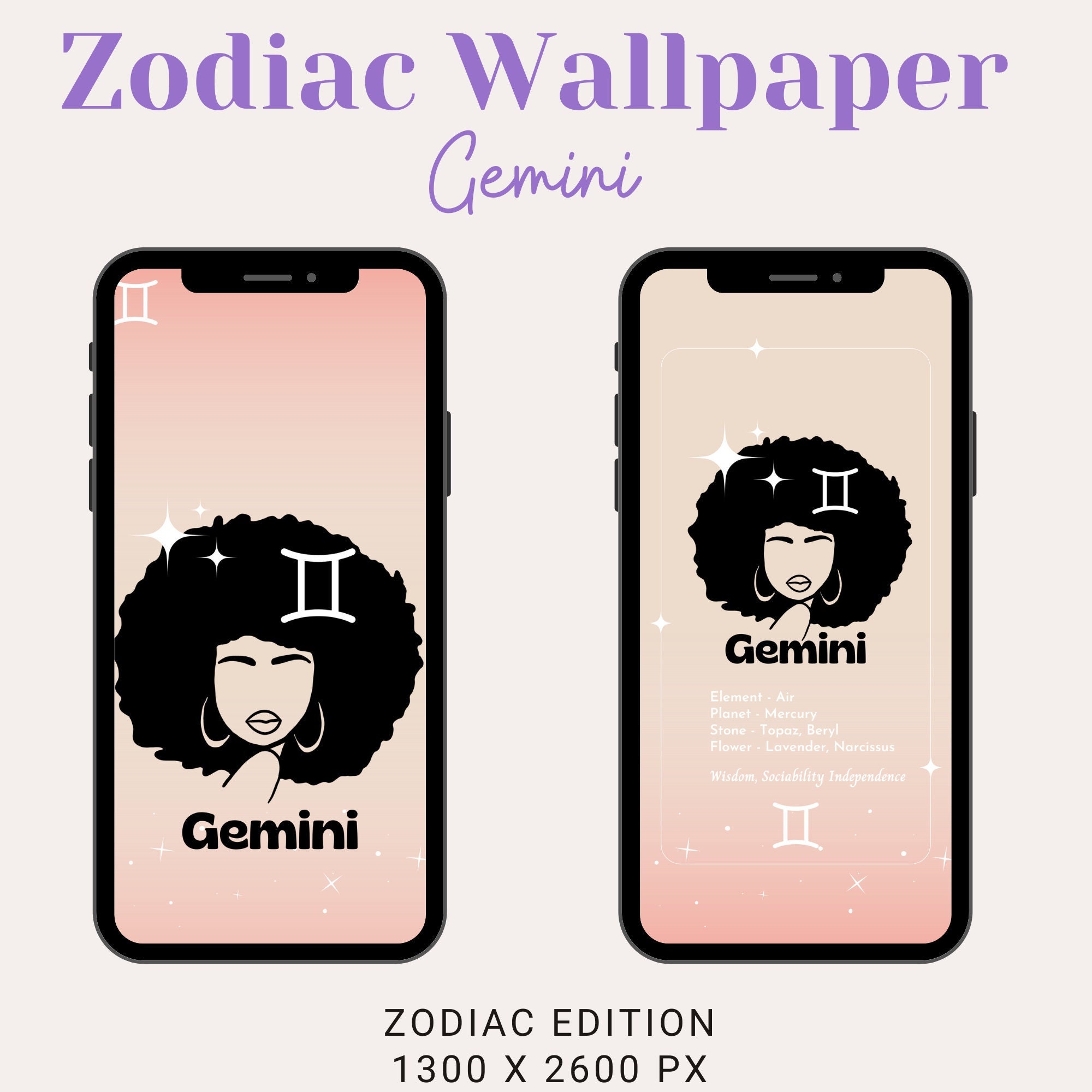 Zodiac Iphone Wallpaper Gemini Phone Background Iphone - Etsy