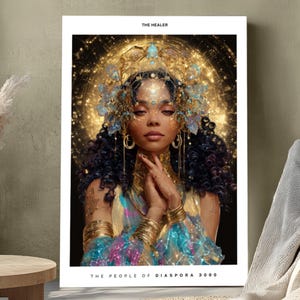 Afrofuturism Digital Wall Art - &quot;The Healer&quot; - Black Woman Portrait | Printable Wall Art | African Art | Afrofuturist Art | Black Artwork