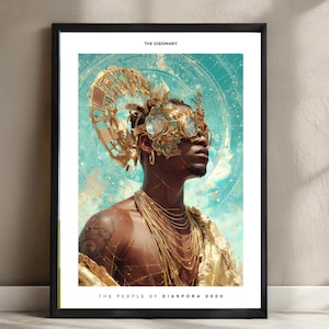 Afrofuturism Digital Wall Art - &quot;The Visionary&quot; - Black Man Portrait | Printable Wall Art | African Art | Afrofuturist Art | Black Artwork