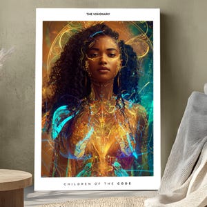 Afrofuturism Digital Wall Art Black Woman Portrait | Printable Wall Art | African Art | Afrofuturist Art | Afro Artwork | Black empowerment