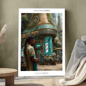 Afrofuturism Digital Wall Art Black Hair Salon | Printable Wall Art | African Art | Afrofuturist Art | Afro Artwork | Black empowerment