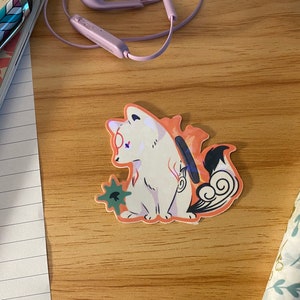 Okami Amaterasu and Issun Holographic Sticker-2.5&quot; Waterproof Vinyl Sticker