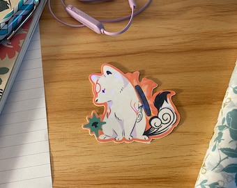 Okami Amaterasu and Issun Holographic Sticker-2.5" Waterproof Vinyl Sticker