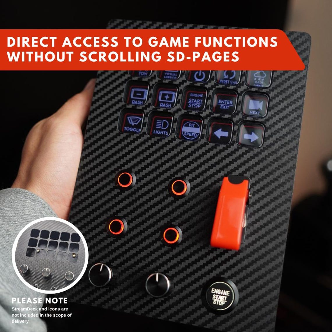 Elgato Stream Deck Mount and Button Box With LED Buttons | 2 Encoders ...