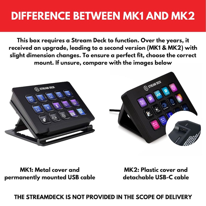 Elgato Stream Deck Mount and Button Box with LED Buttons | 3 encoders | 8 buttons | 17 functional | 1.8M Cable | Plug and play image 4