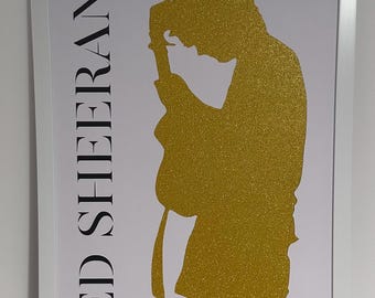 Quadro da parete Ed Sheeran fatto a mano con cornice - Perfetto per i fan - Formato A4 - Design esclusivo con taglio in cartoncino - Ottima idea regalo!