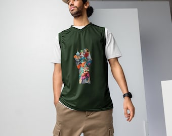 Graffiti Street Art Basketball Camiseta sin mangas / Camiseta de arte boho abstracto / Gesto de mano impreso funky Regalo de ropa colorida para él y ella