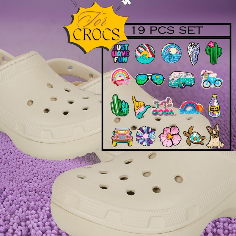 19 Pcs Summer Croc Charms Premium Silicon Colorful Croc Jibbitz Fresh Flower Customized Jibbitz