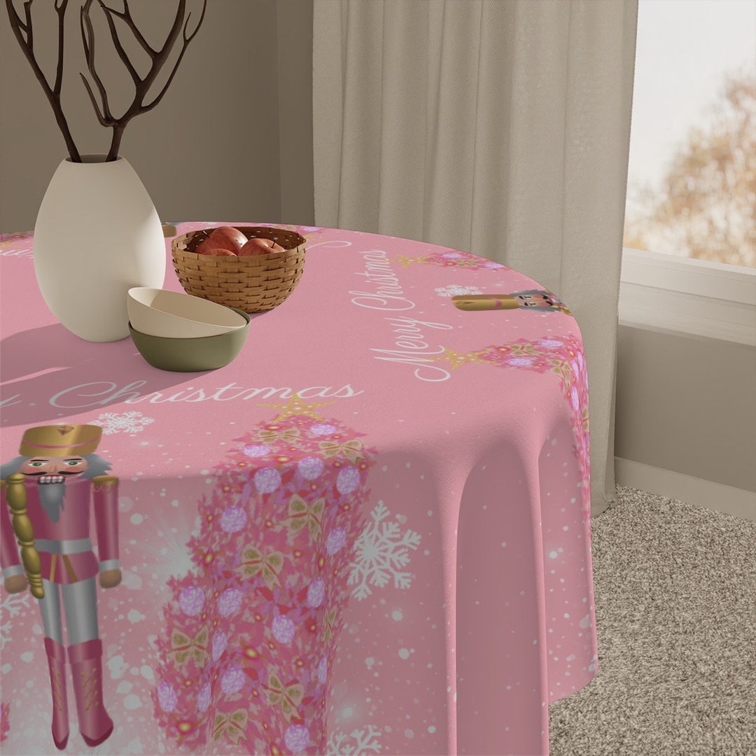 Pink Nutcracker Christmas Tablecloth Pastel Decorations Pink Etsy