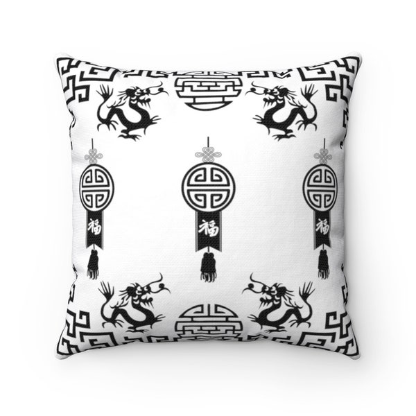 Dragons and Lanterns Oriental Style Square Pillow Case,Oriental Home Decor,Chinnoserie,18x18 pillow case,20x20 pillow cover
