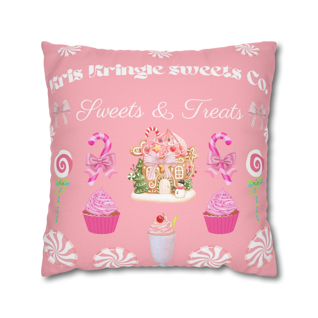 Pink Gingerbread Christmas Pillow Case,pink Christmas Decor,pastel