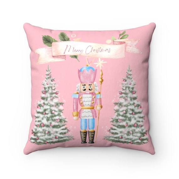 Pink Christmas Tree Hooked Pillow