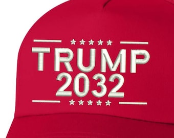 Trump 2032 3D Embroidered Hat, Trump 2032 Cap, Support Trump Cap, Structured Baseball Cap, MAGA Cap, Republican Gift, Political Support Hat