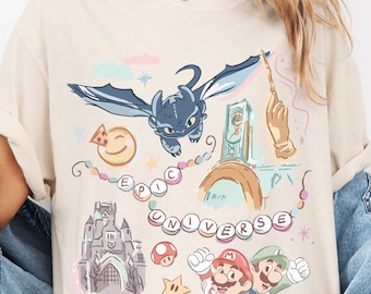 Maglietta Comfort Colors® Retro Epic Universe, Magliette Orlando Park Epic Universe, Maglietta Universal Family Trip, Maglietta Super Mario, Maglietta Disney