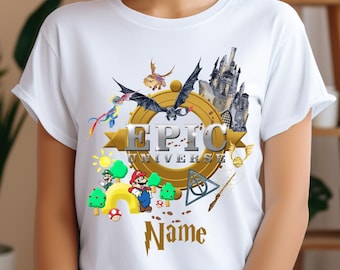 Anpassad Epic Universe-tröja, Epic Universe-familjetröjor, Super Mario-tröja, Disney-tröja, Family Universe-parktrip-tröja, Universal Epic-tröja