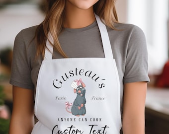 Ratatouille Family Apron, Ratatouille Anyone Can Cook Kitchen Mom Gifts, Mouse Chef Kitchen Little,  Apron For Dad, Anyone Can Cook Apron