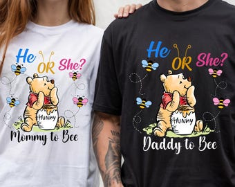 Camiseta de mamá abeja, camiseta para revelar el sexo del bebé, regalos familiares a juego para revelar el sexo del bebé, camiseta para baby shower, fiesta de revelación de género con temática de osos, embarazo de niño o niña
