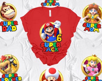 Camiseta de aniversário personalizada do Super Mario, Camiseta de aniversário do Universo Épico, Camiseta combinando para a família, Aniversário na Universal Studios, Viagem em família