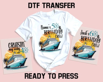 Transfert DTF personnalisé pour anniversaire de croisière, équipage de croisière d'anniversaire prêt à imprimer, fête d'anniversaire de croisière, impression DTF de croisière 50e anniversaire, vacances en famille