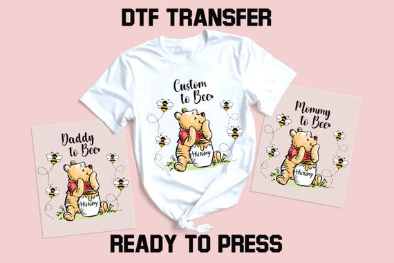 Mommy To Bee DTF Transfer, Pregnancy Reveal, Winnie The Pooh, Baby Shower Dtf Ready to Press, Funny Maternity Dtf Print, Baby Announcement