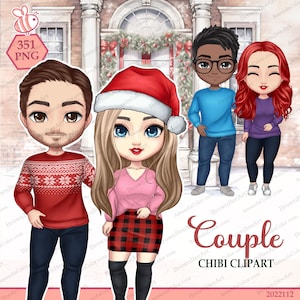 Cute clipart, Couple clipart, Sweater clipart, Christmas clipart, Autumn clipart, Best friend clipart, Chibi clipart