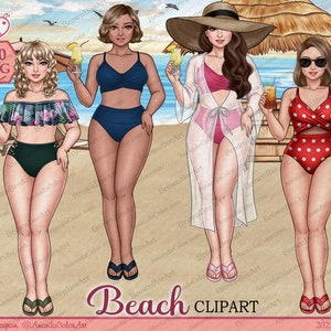 Beach girl clipart, Summer clipart, Bestie clipart, Sisters clipart, Friends clipart, Summer Girls png, Beach Tropical, Personalization