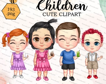 Cute Kids Clipart, Children PNG, DIY Crafts (Digital Download)