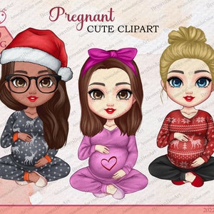 Pregnant Women Clipart: Maternity Illustrations (Digital Download)