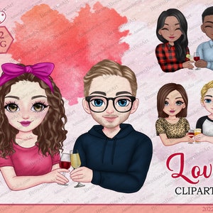 Paar Clipart, Liebe Paar Bilder, Bester Freund Clipart, Valentinstag Clipart, personalisierte Paar Clipart, Png-Datei