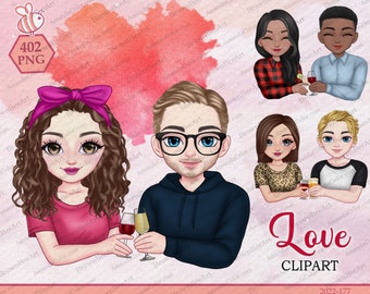 Couple Clipart, Valentine's Day Graphics (PNG File)