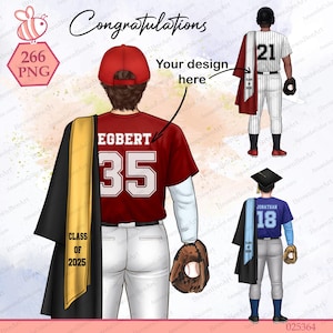 Clipart di laurea di baseball, Clipart di giocatori di baseball, Ragazzo laureato, Clipart di squadra sportiva, File di personalizzazione