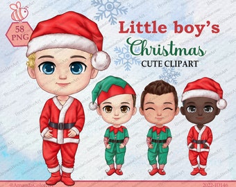 Little boy’s Christmas clipart, Cute clipart, Children clipart, boy clipart, Kids clipart, Son clipart, Grandkids clipart