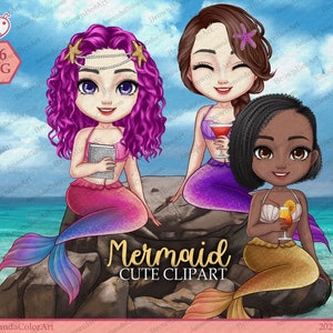Cute clipart, Mermaid Clipart, Mermaid png, Best friend clipart, bestie clipart, Beach clipart