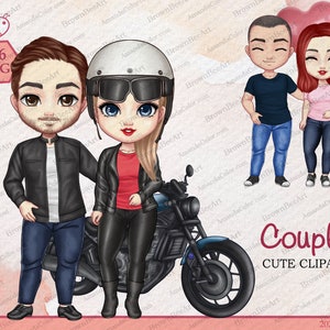 Cute clipart, Couple clipart, Couple motorcycle, couple png, Best friend clipart, Chibi clipart, Customizable clipart, Valentine Day