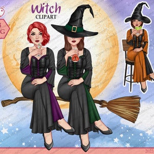 Witch clipart, Witches clipart , Halloween witch clipart, Halloween custom, Best friends clipart, Digital clipart