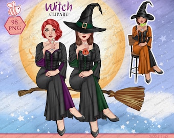 Witch clipart, Witches clipart , Halloween witch clipart, Halloween custom, Best friends clipart, Digital clipart