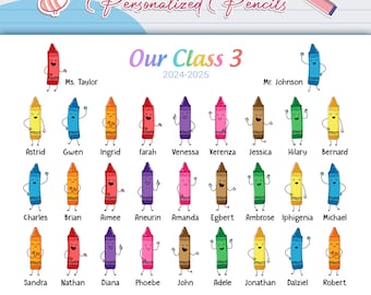 Personalized End of Year Class Gift, Crayon Student Print, Digital Teacher Gift, Custom Class Present, Teacher Appreciation Present