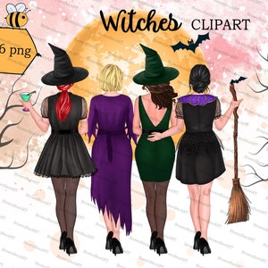 Witches clipart, Witch PNG, Halloween witch clipart, halloween custom, best friends clipart, Witch sisters, digital clipart