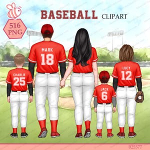 Baseball Familie Clipart, Baseball Clipart, Softball Familie, Sport Clipart, Vater Clipart, Mutter Clipart, personalisiertes Geschenk für die Familie