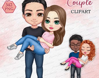 Personalized Couple Clipart: Love & Engagement Design (PNG)