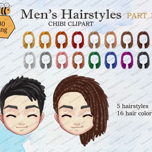 Men&#39;s Hairstyles Chibi PART 1, Custom male hairstyles clipart, Boy Hairstyle Clipart, Chibi clipart, Boy hair clipart
