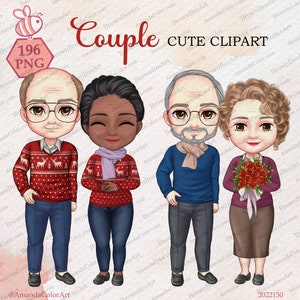 Old Couple  clipart, Grandparents clipart, Elderly couple, Grandpa and Grandma Clipart, personalized png