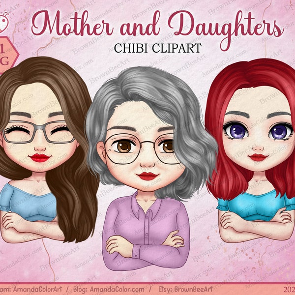 CUTE clipart: Woman's arms crossed, Like Mother Like Daughters Clipart, family clipart, Mother's day, daughter clipart, mom clipart